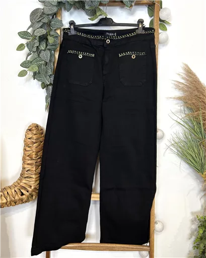 M966- Jean Wide Leg "Seventies" Voggo (T42-T50) (noir) – Image 6