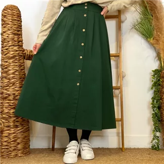 Jupe boutonnée "Maëlle" (T36-T38) (vert bouteille)