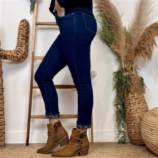 Jean 7/8ème Voggo revers fantaisie (T36-T44) (denim)