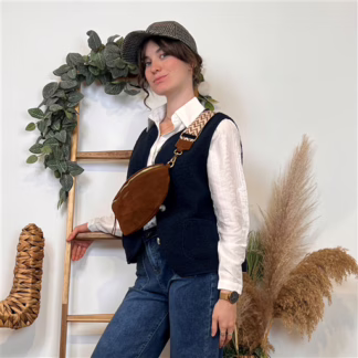 K021- Gilet sans manche moutonné (T36-T40) (marine)