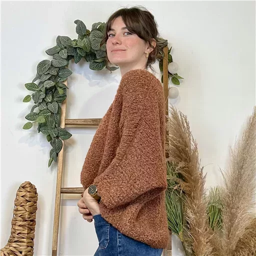 K064- Pull Oversize Maille Bouclette 🇮🇹 (rouille) – Image 3