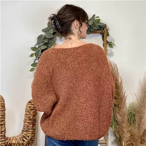 K064- Pull Oversize Maille Bouclette 🇮🇹 (rouille) – Image 4