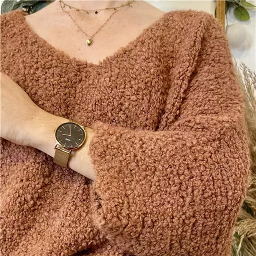 K064- Pull Oversize Maille Bouclette 🇮🇹 (rouille) – Image 5