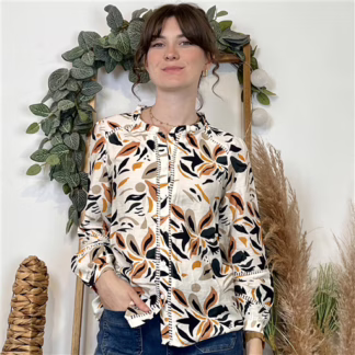 Chemise imprimée feuillage (T36-T40) (beige)