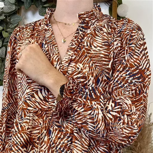 K040- Blouse By.One “Tendance” (T36-T38) (marron) – Image 5