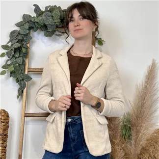 Blazer texturé pailleté (T38-T44) 🇮🇹 (beige)