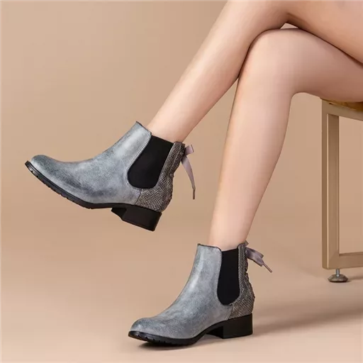 R390- Bottine à ruban (T36-T42) (gris) – Image 2