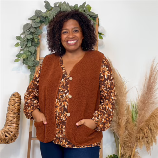 K021- Gilet sans manche moutonné (T40-T48) (rouille)