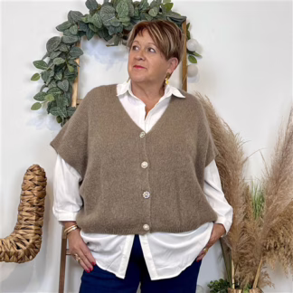 Gilet boutons fantaisies (Gu) (taupe)