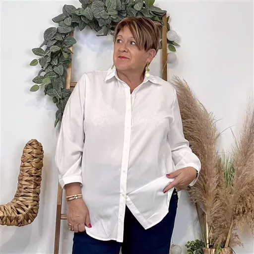 Chemise unie Christy (T44-T52) (blanc)