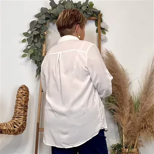 Z081- Chemise unie Christy (T44-T52) (blanc) – Image 3