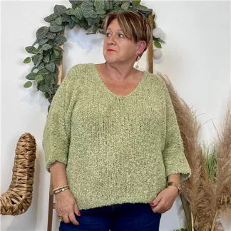 Pull Oversize Maille Bouclette 🇮🇹 (vert céladon)