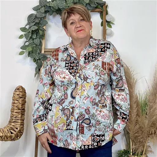 Z129- Blouse Christy « Peinture » (T44-T52) (multicolore) – Image 3