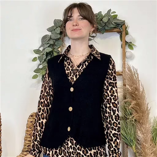 K022- Chemise léopard By One (T36-T40) (marron) – Image 5