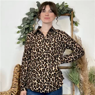 Chemise léopard By One (T36-T40) (marron)