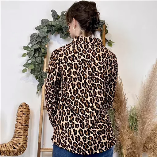 K022- Chemise léopard By One (T36-T40) (marron) – Image 4