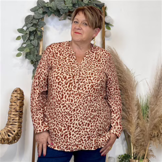 Blouse Christy "Léopard" (T44-T52) (rouille)