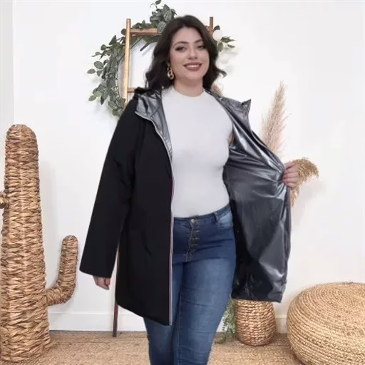 K018- Imper réversible (T42-T50) (noir) – Image 2