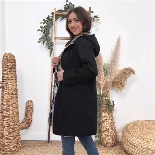 K018- Imper réversible (T42-T50) (noir) – Image 3