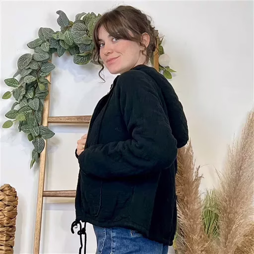 K028- Veste Matelassée Coton (Tu) 🇮🇹 (noir) – Image 3