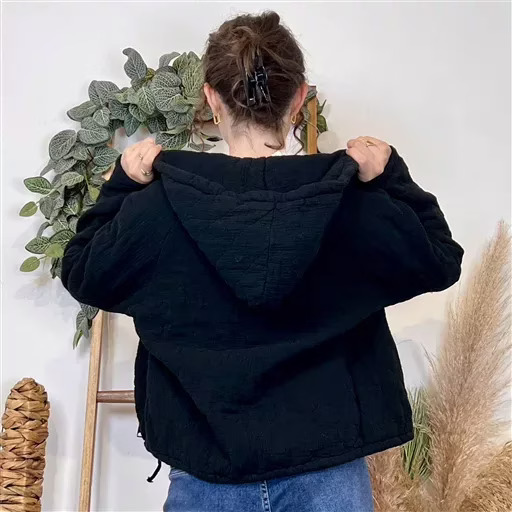 K028- Veste Matelassée Coton (Tu) 🇮🇹 (noir) – Image 4