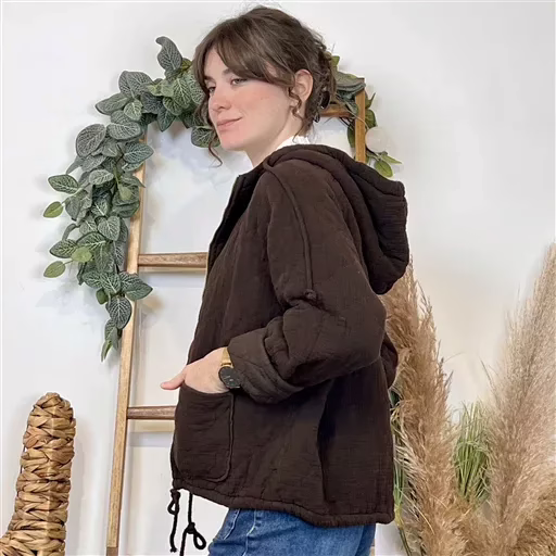 K028- Veste Matelassée Coton (Tu) 🇮🇹 (marron) – Image 3