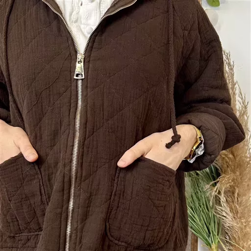 K028- Veste Matelassée Coton (Tu) 🇮🇹 (marron) – Image 5