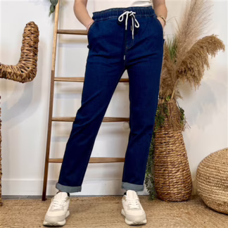 Jean taille élastiquée Mom Voggo (T36-T44) (denim)