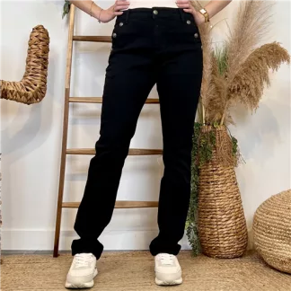 Jean coupe Droite boutons officier Voggo (T36-T44) (noir)