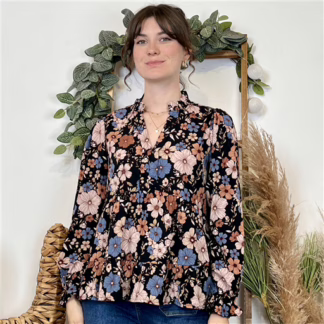 Blouse By One imprimé floral (noir)
