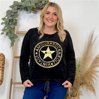 Sweat velours «Rock» (Gt) 🇮🇹 (noir)