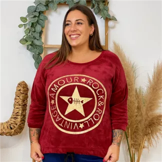 Sweat velours «Rock» (Gt) 🇮🇹 (bordeaux)