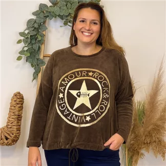 Sweat velours «Rock» (Gt) 🇮🇹 (marron)