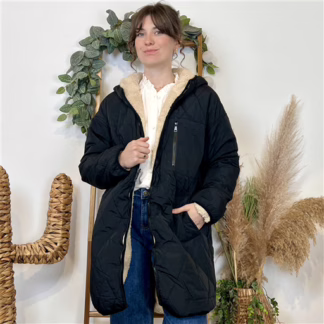 Doudoune réversible à capuche (noir)