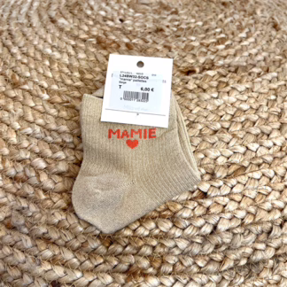 Chaussettes paillettes "Mamie" (beige)