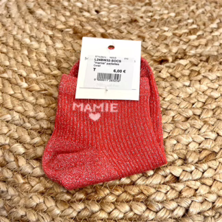 Chaussettes paillettes "Mamie" (corail)
