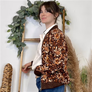 Bomber By One imprimé automnal (marron)