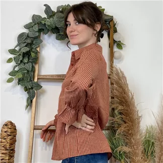 Chemisier imprimé vichy (T36-T40) (rouille)