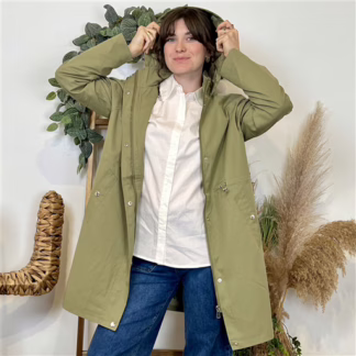 Imperméable mi-long à capuche (kaki)