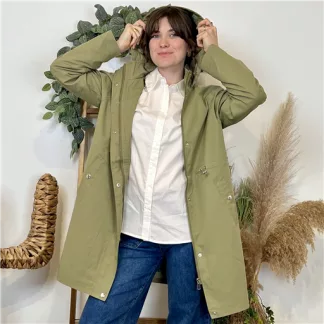 Imperméable mi-long à capuche (kaki)
