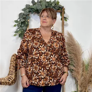 Chemise imprimé automnal (T40-T48) (marron)