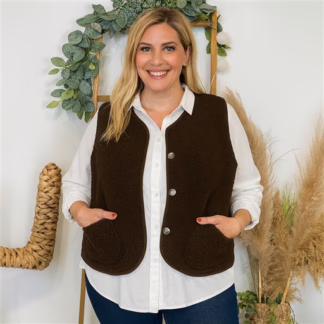 Gilet sans manche moutonné (T40-T48) (marron)