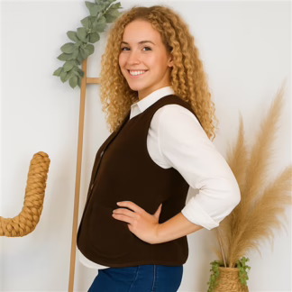 Gilet sans manche moutonné (T36-T40) (marron)