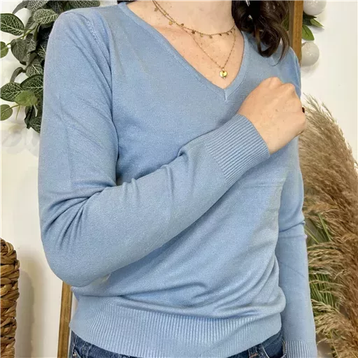 Y372- Pull FIN sans laine «Voggo» (T36-T48) (bleu ciel) – Image 4