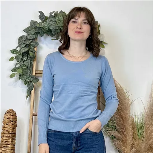 Y376- Pull FIN sans laine «Voggo» (T36-T48) (bleu ciel) – Image 3