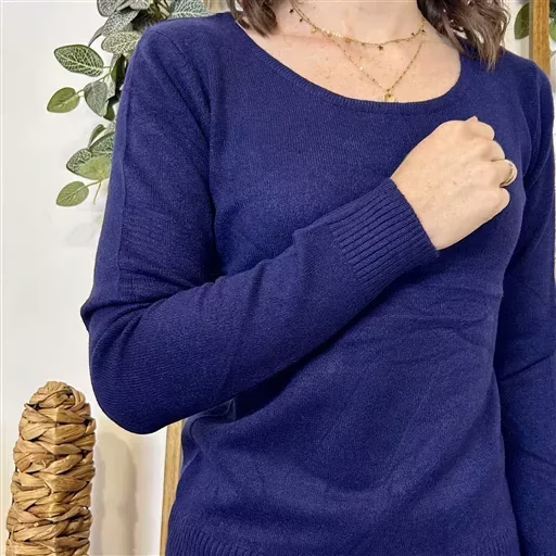 Y374- Pull Épais sans laine «Voggo» (T36-T48) (marine) – Image 4