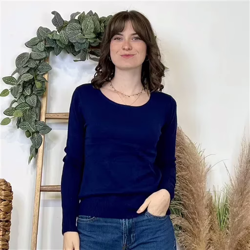 Y374- Pull Épais sans laine «Voggo» (T36-T48) (marine) – Image 2