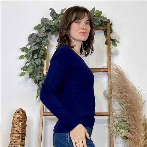 Y374- Pull Épais sans laine «Voggo» (T36-T48) (marine) – Image 3