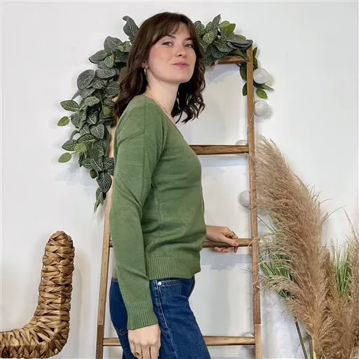 Y374- Pull Épais sans laine «Voggo» (T36-T48) (kaki) – Image 2