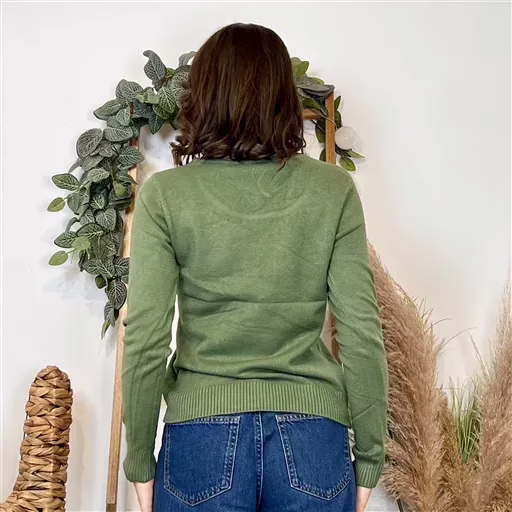 Y374- Pull Épais sans laine «Voggo» (T36-T48) (kaki) – Image 5